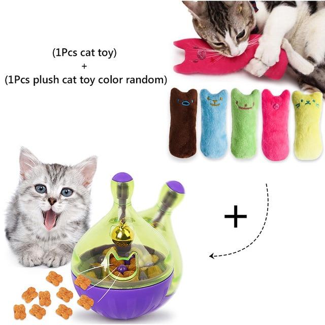 YVYOO Interactive Cat Toy IQ Treat Ball Smarter Pet Toys Food Ball Food Dispenser For Cats Playing Training Pet supplies D10