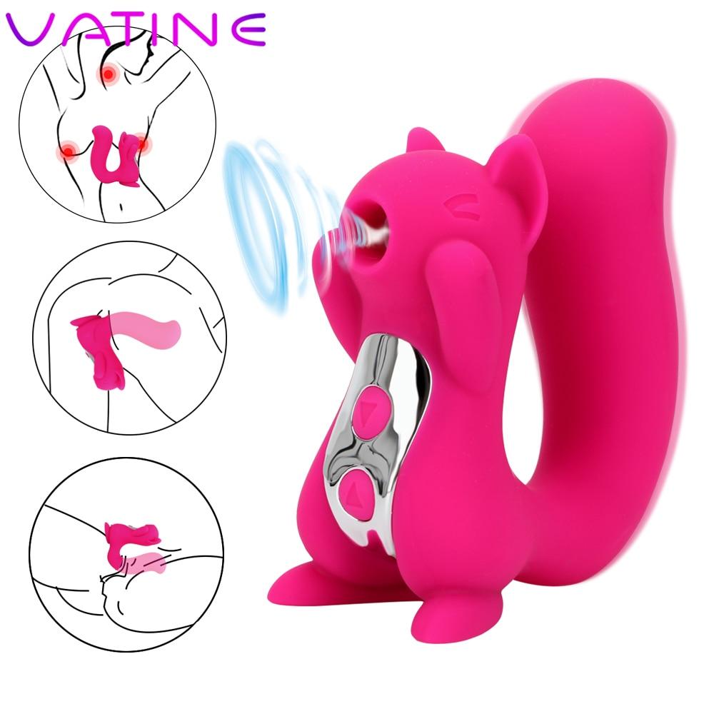 VATINE Tongue Vibrator Nipple Sucker Squirrel Sculpt Sucking Licking Clitoris Stimulator 10 Frequency Sex Toys for Women