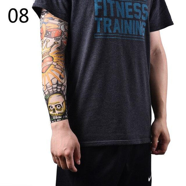 New Fake Temporary Tattoo Sleeves Tattoos Full Long Slip On Arm Tattoo Sleeve Kit Men Elastic Nylon Glove Tattoos