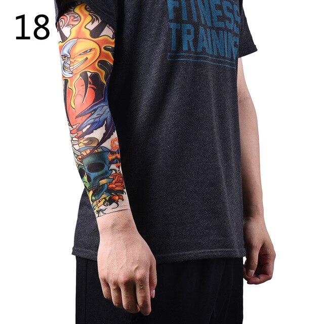New Fake Temporary Tattoo Sleeves Tattoos Full Long Slip On Arm Tattoo Sleeve Kit Men Elastic Nylon Glove Tattoos