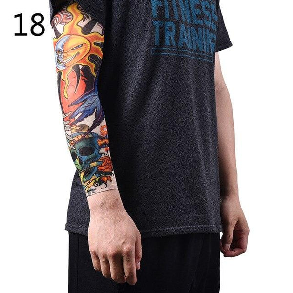 New Fake Temporary Tattoo Sleeves Tattoos Full Long Slip On Arm Tattoo Sleeve Kit Men Elastic Nylon Glove Tattoos