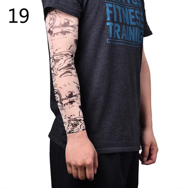 New Fake Temporary Tattoo Sleeves Tattoos Full Long Slip On Arm Tattoo Sleeve Kit Men Elastic Nylon Glove Tattoos