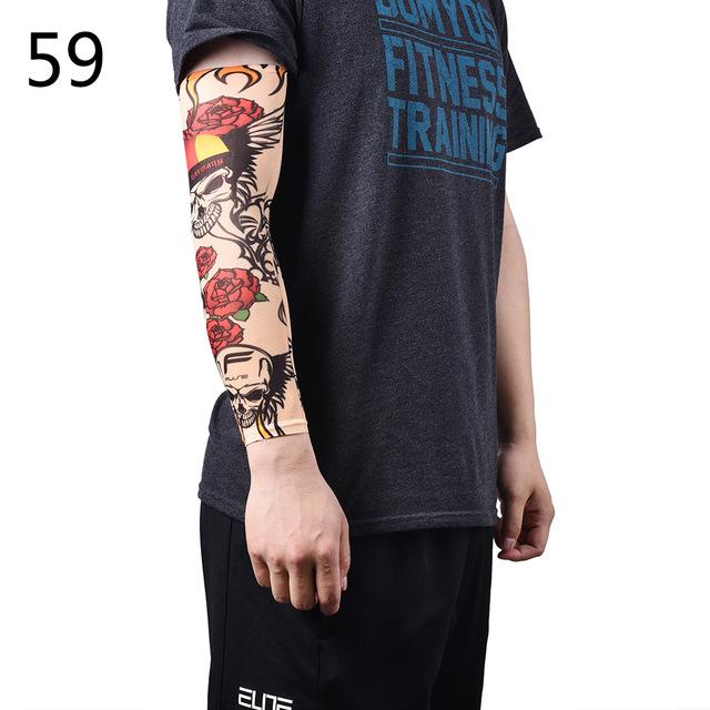 New Fake Temporary Tattoo Sleeves Tattoos Full Long Slip On Arm Tattoo Sleeve Kit Men Elastic Nylon Glove Tattoos