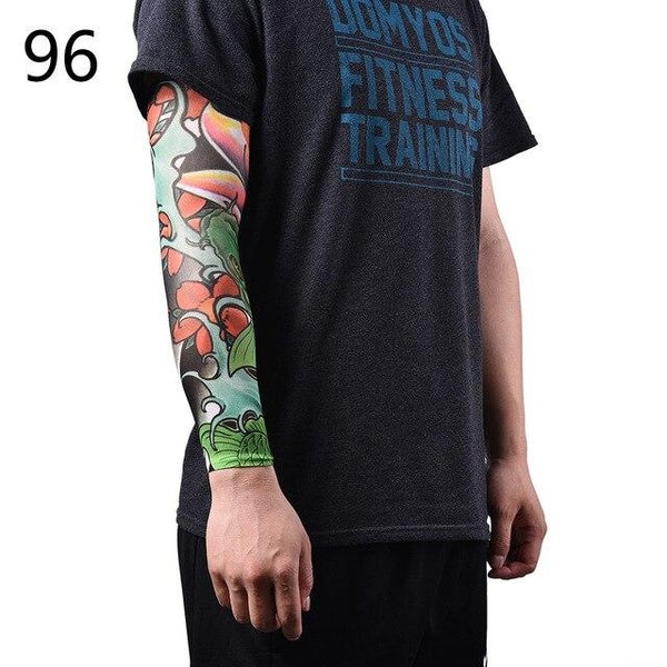 New Fake Temporary Tattoo Sleeves Tattoos Full Long Slip On Arm Tattoo Sleeve Kit Men Elastic Nylon Glove Tattoos