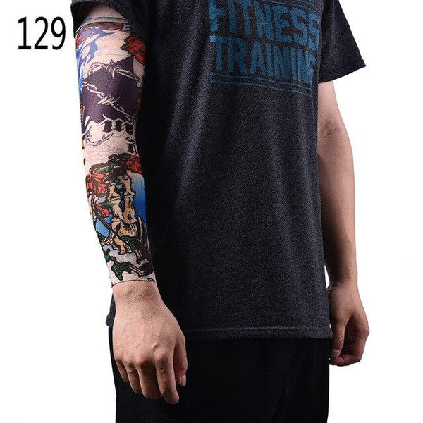 New Fake Temporary Tattoo Sleeves Tattoos Full Long Slip On Arm Tattoo Sleeve Kit Men Elastic Nylon Glove Tattoos