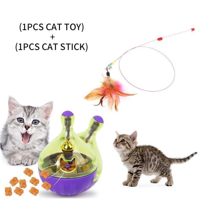 YVYOO Interactive Cat Toy IQ Treat Ball Smarter Pet Toys Food Ball Food Dispenser For Cats Playing Training Pet supplies D10