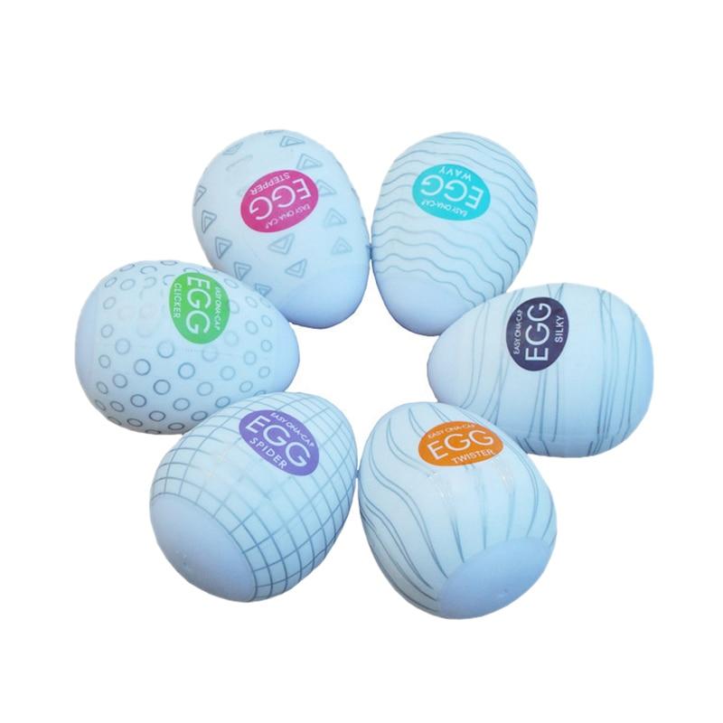6Pcs/Set Wavy Eggs Male Masturbator Artificial Vaginas Real Pussys Penis Pump Trainer Adult Massage Oral Sex Toys For Men