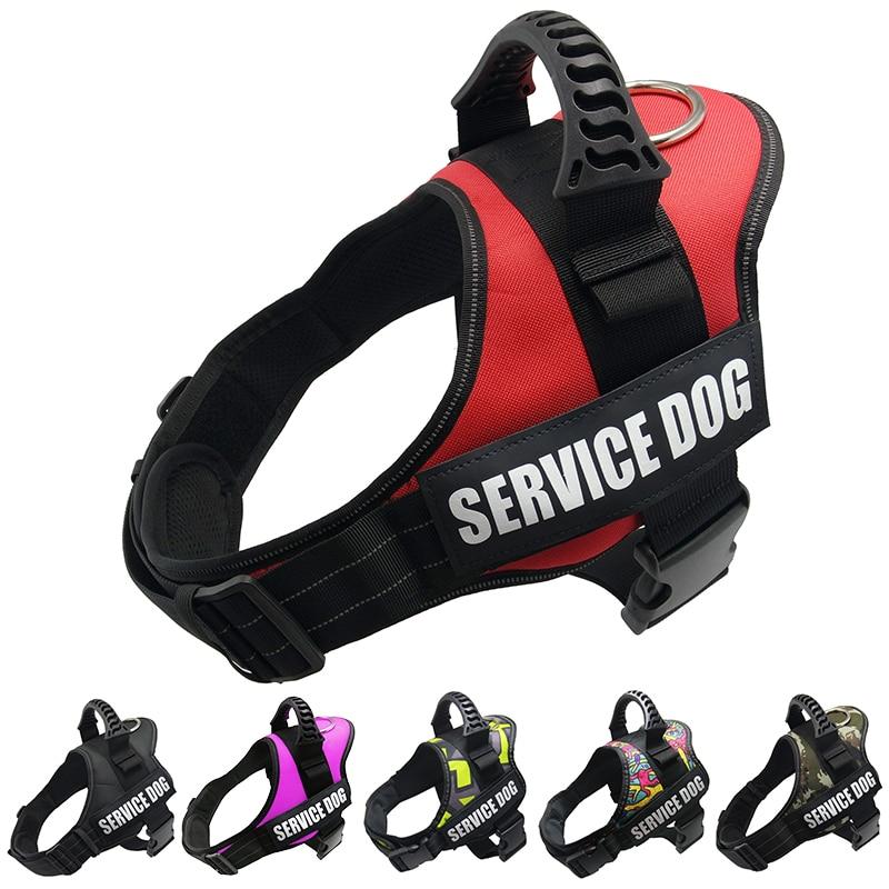 Dog Harness Service Dog K9 Reflective Harness Adjustable Nylon Collar Vest for Small Large Dogs Walking Running Pets Supplies