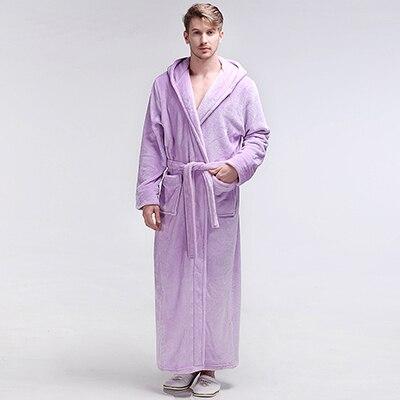 Lovers Plus Size Hooded extra Long Flannel Warm Bathrobe Men Women Thickening Winter Kimono Bath Robe Male Dressing Gown Robes