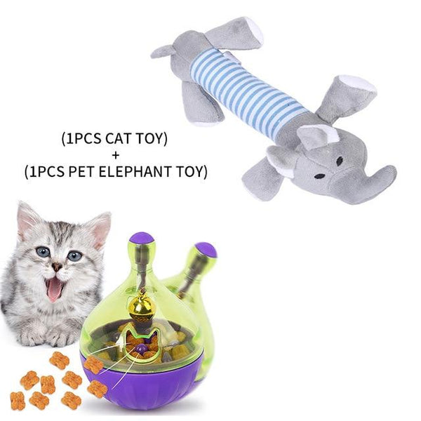 YVYOO Interactive Cat Toy IQ Treat Ball Smarter Pet Toys Food Ball Food Dispenser For Cats Playing Training Pet supplies D10