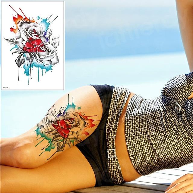 temporary tattoo black flower tattoo sleeves water transfer tatoo sticker peony rose tattoos body art sexy tatoo girl arm tatto