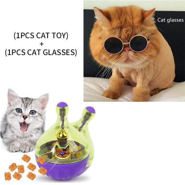 YVYOO Interactive Cat Toy IQ Treat Ball Smarter Pet Toys Food Ball Food Dispenser For Cats Playing Training Pet supplies D10