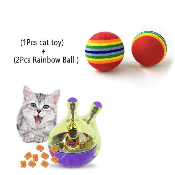 YVYOO Interactive Cat Toy IQ Treat Ball Smarter Pet Toys Food Ball Food Dispenser For Cats Playing Training Pet supplies D10
