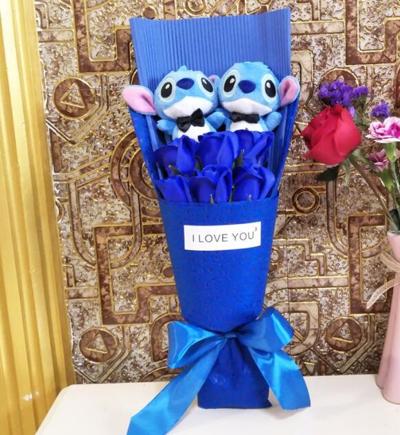 BOLAFYNIA Stitch Plush Toys Anime Lilo and Stitch Soft Stuffed Animal Dolls Plush bouquets For Valentine's Day Christmas Gifts