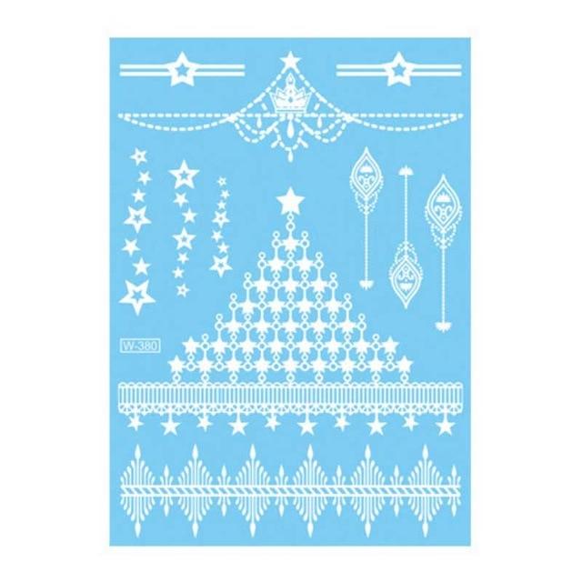 Lace Tattoo Sticker White Lace Necklace Flower Left Temporary Tattoo Sticker Body Art Paint Waterproof For Wedding