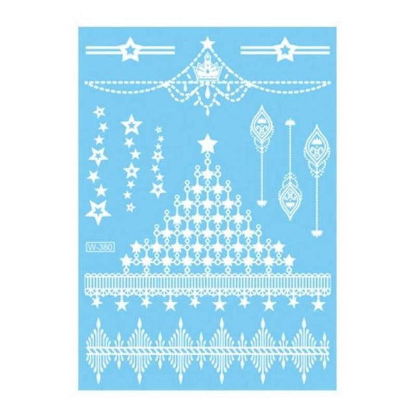 Lace Tattoo Sticker White Lace Necklace Flower Left Temporary Tattoo Sticker Body Art Paint Waterproof For Wedding