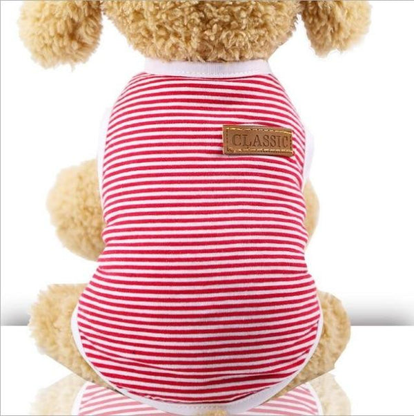 Summer Cat Clothes Cotton Striped Vest Pet Cats T Shirt Clothing For Cat Outfit Shirt Pet Clothes Cute Kitten Puppy Costume 25S2
