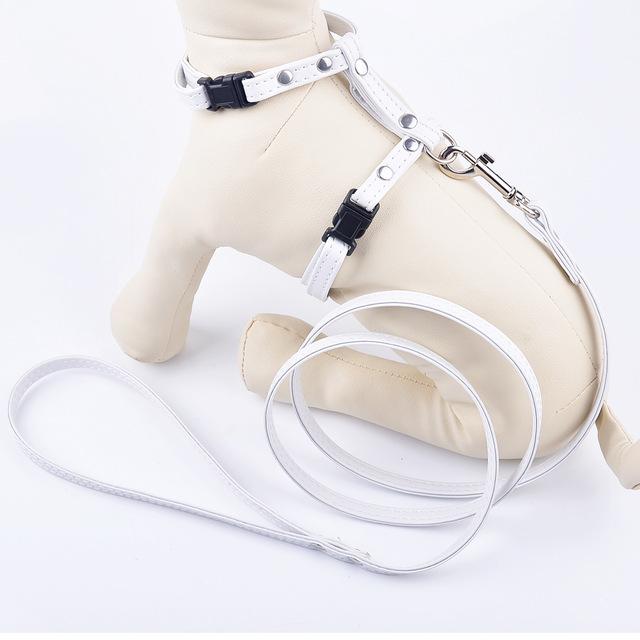 12Colors Puppy Dog Harnesses Lead Set Soft Pu Leather Adjustable Safety Control Restraint Cat Pet Halter Harness