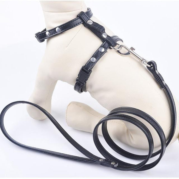 12Colors Puppy Dog Harnesses Lead Set Soft Pu Leather Adjustable Safety Control Restraint Cat Pet Halter Harness