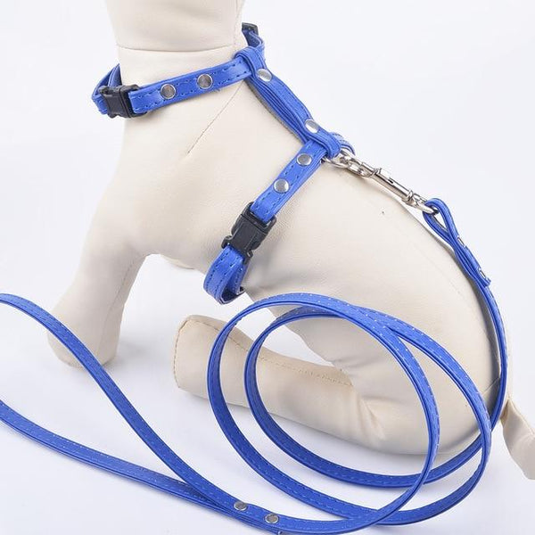 12Colors Puppy Dog Harnesses Lead Set Soft Pu Leather Adjustable Safety Control Restraint Cat Pet Halter Harness