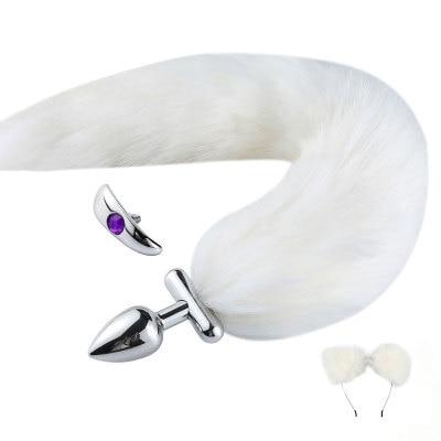 DKZ Metal Feather Fox Tail Anal Plug Erotic Anus Sex Toys For Woman Men Sexy sm products alternative gay sex toys tail plug