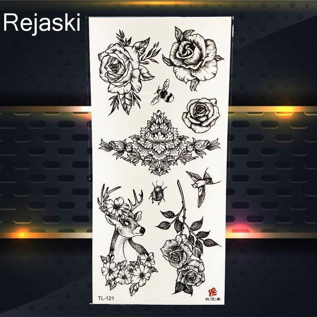 Purple Rose Jewelry Water Transfer Tattoo Stickers Women Body Chest Art Temporary Tattoo Girl Waist Bracelet Flash Tatoos Flower
