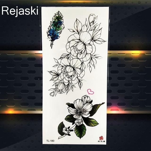 Purple Rose Jewelry Water Transfer Tattoo Stickers Women Body Chest Art Temporary Tattoo Girl Waist Bracelet Flash Tatoos Flower