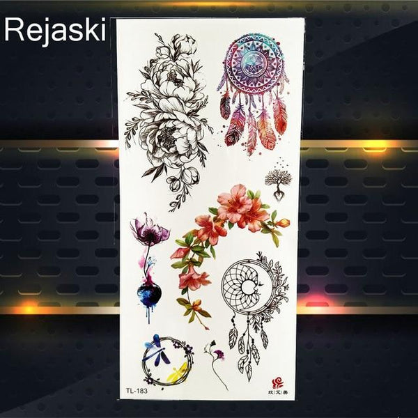 Purple Rose Jewelry Water Transfer Tattoo Stickers Women Body Chest Art Temporary Tattoo Girl Waist Bracelet Flash Tatoos Flower