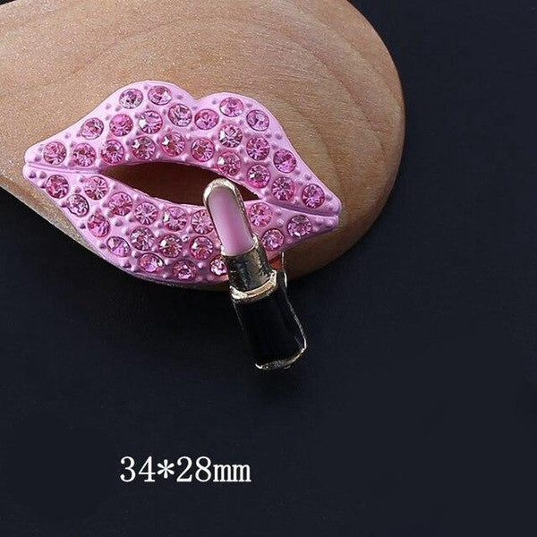Air outlet perfume clip studded red mouth car perfume clip cute car solid decorations for girls car ornament