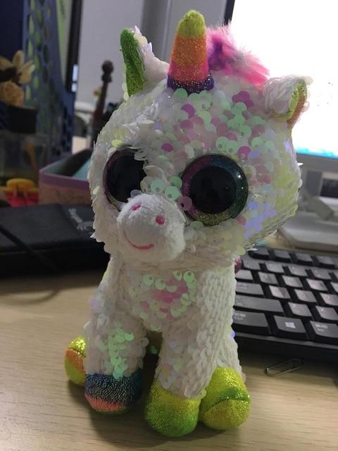Ty Boos Sequin Animal Plush Toys Doll Cat Owl Fox Bunny Unicorn Best Christmas Gift 15cm
