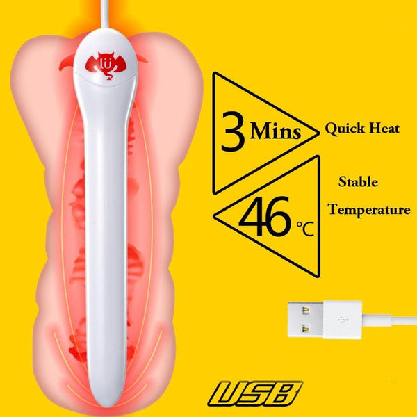 Male Masturbator USB Heater Rapid Heating 46 Degrees Sex Toys For Men 14cm Smart Thermostats Vagina Warmer Adult Abs