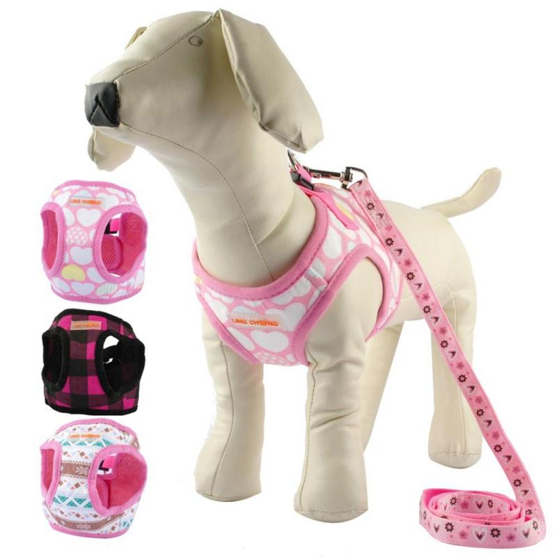 Goods For Pets Dog Harness Floral Vest Walking Leads Leash For Dogs Lovely Puppy Set Small Dogs Chihuahua Teddy Dog Suppilers