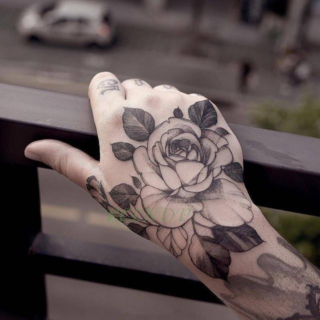 Waterproof Temporary Tattoo Sticker Rose Flower Fake Tatto Personality Flash Tatoo Hand Arm Foot Back Tato for Girl Women Men