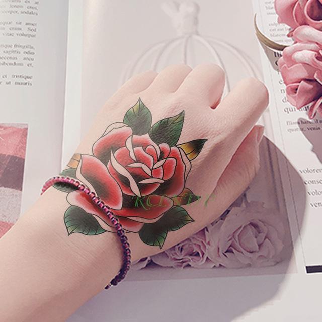 Waterproof Temporary Tattoo Sticker Rose Flower Fake Tatto Personality Flash Tatoo Hand Arm Foot Back Tato for Girl Women Men