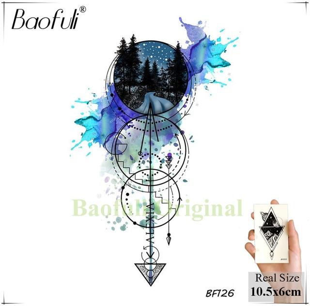 DIY Geometric Animals Fox Plant Temporary Tattoo Women Sexy Waterproof Disposable Black Tatoos Body Art Painting Tattoo Stickers