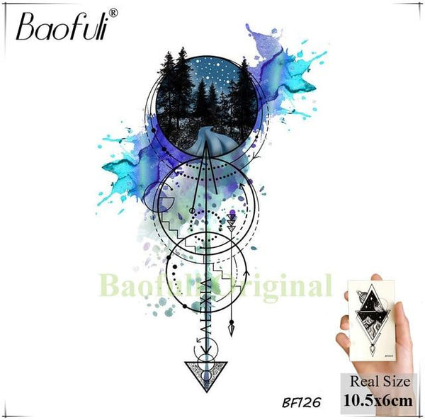 DIY Geometric Animals Fox Plant Temporary Tattoo Women Sexy Waterproof Disposable Black Tatoos Body Art Painting Tattoo Stickers