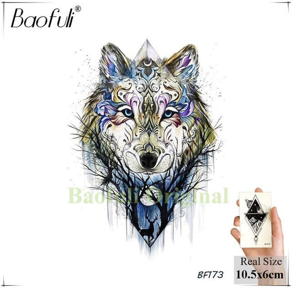 DIY Geometric Animals Fox Plant Temporary Tattoo Women Sexy Waterproof Disposable Black Tatoos Body Art Painting Tattoo Stickers