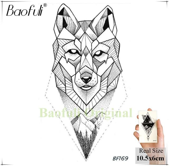 DIY Geometric Animals Fox Plant Temporary Tattoo Women Sexy Waterproof Disposable Black Tatoos Body Art Painting Tattoo Stickers