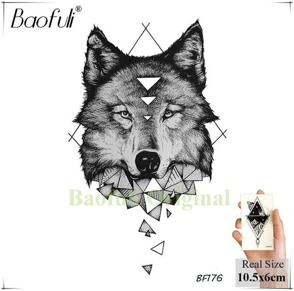DIY Geometric Animals Fox Plant Temporary Tattoo Women Sexy Waterproof Disposable Black Tatoos Body Art Painting Tattoo Stickers