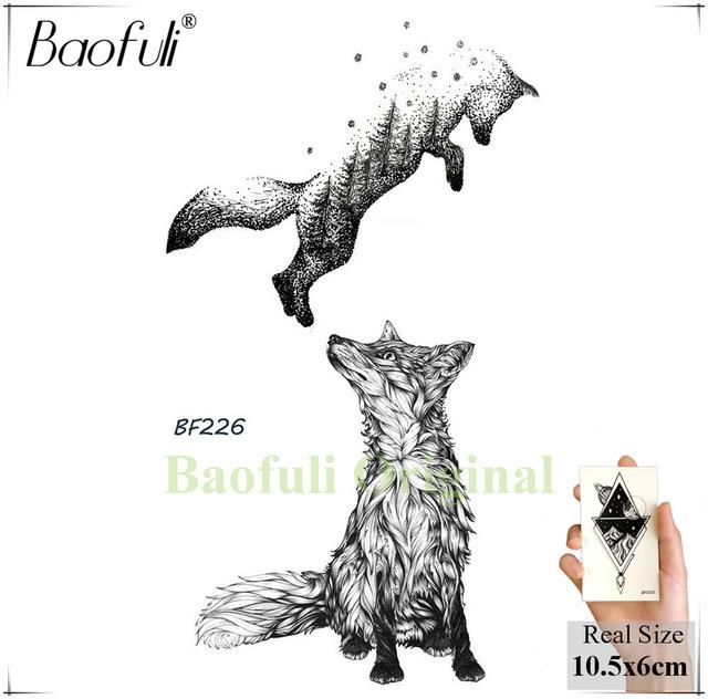 DIY Geometric Animals Fox Plant Temporary Tattoo Women Sexy Waterproof Disposable Black Tatoos Body Art Painting Tattoo Stickers