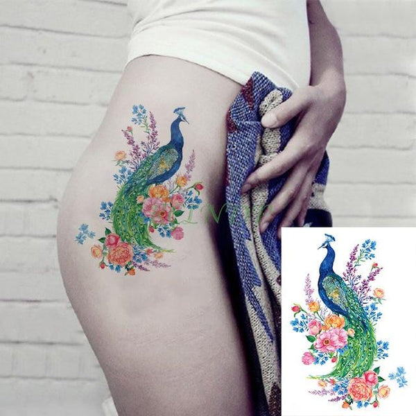 Waterproof Temporary Tattoo Sticker Bird Flower Rose fake tatto Cool flash tatoo tatouage temporaire body art for girl women men
