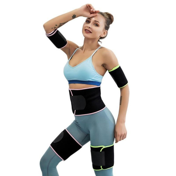 Sweat Belt Belt Sports Sweating Belt Arms 2pcs Waist Arms Thigh Belt Rubber Adjustable Wrap Body Building Fitness Accessories