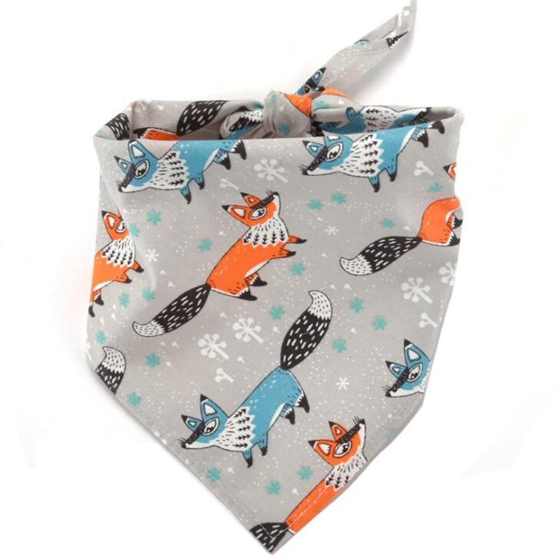 Dog Scarf Fox flamingo Dog Bandana Plaid Grid Fox Rabbit Pattern Dog Scarf Bow Tie Large Dog Accessories