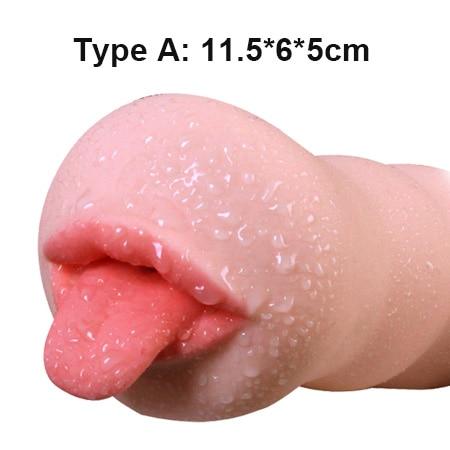 Realistic Oral Adult Sex Toys Real Deep Throat Mouth Male Masturbator Pocket Pussy With Sexy Tongue Men Penis Masturbation Cup