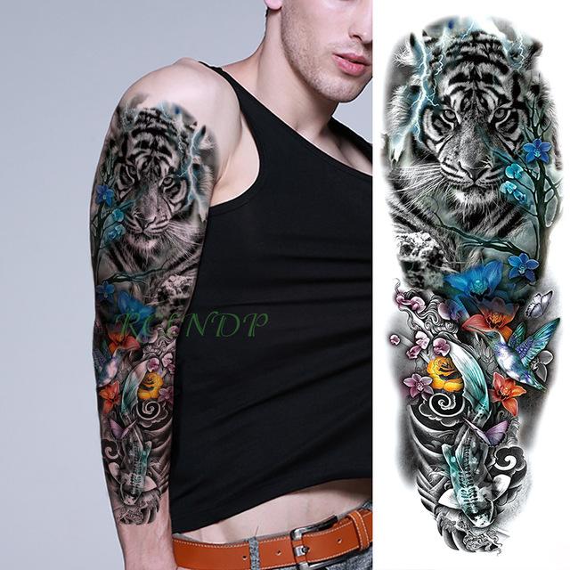 Waterproof Temporary Tattoo Sticker Angel wing tiger flower full arm large size fake tatto flash tatoo sleeve tato for men women