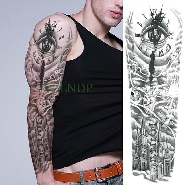 Waterproof Temporary Tattoo Sticker Angel wing tiger flower full arm large size fake tatto flash tatoo sleeve tato for men women