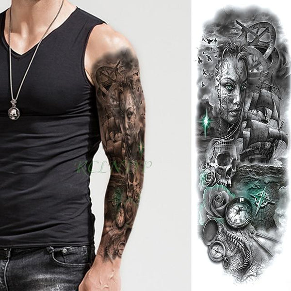 Waterproof Temporary Tattoo Sticker Angel wing tiger flower full arm large size fake tatto flash tatoo sleeve tato for men women