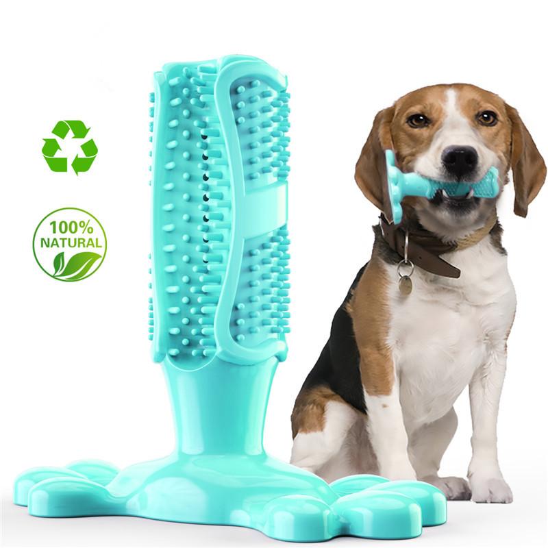 Wisedom Dog Toothbrush Stick-Puppy Dental Care Brushing Stick Effective Doggy Teeth Cleaning Massager Natural Rubber Bite Resist