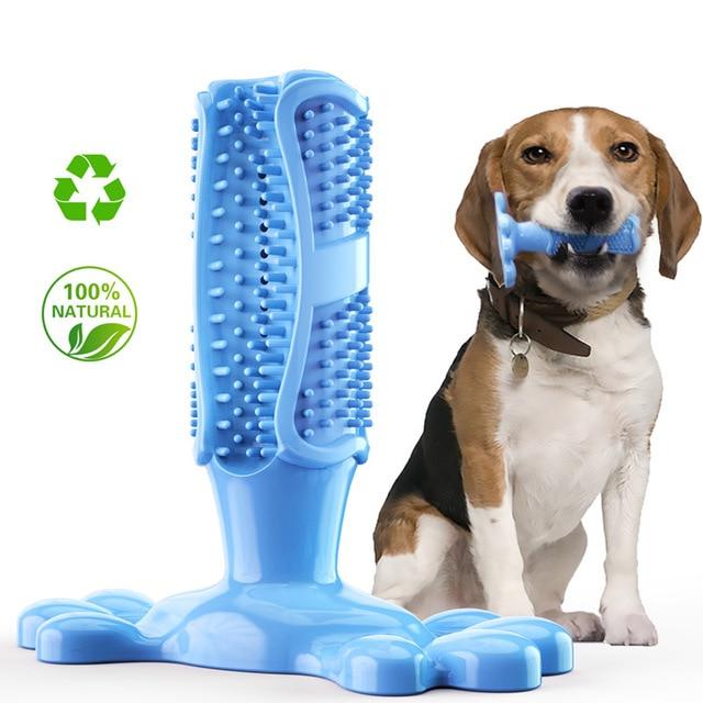 Wisedom Dog Toothbrush Stick-Puppy Dental Care Brushing Stick Effective Doggy Teeth Cleaning Massager Natural Rubber Bite Resist