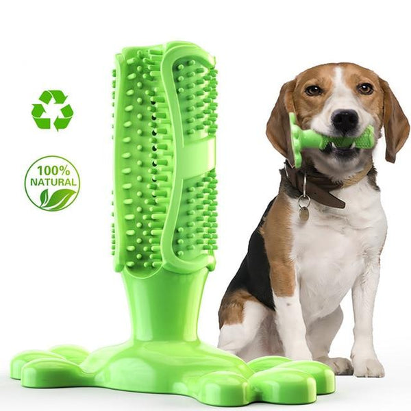 Wisedom Dog Toothbrush Stick-Puppy Dental Care Brushing Stick Effective Doggy Teeth Cleaning Massager Natural Rubber Bite Resist